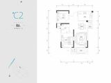 辉煌时代_2室2厅1卫 建面86平米